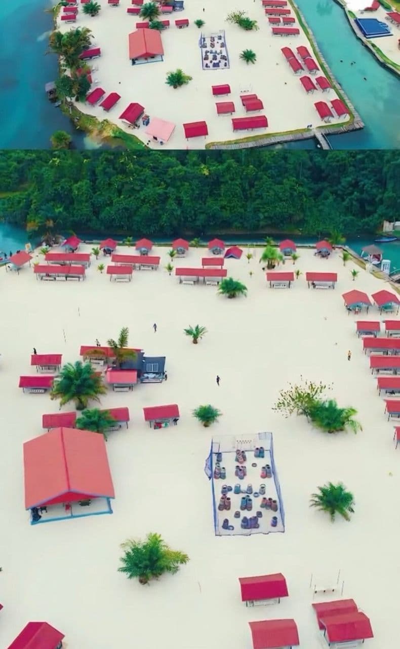 Aerial view of Ethiope East waterways and resort landscape